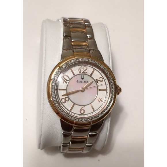 Bulova 98R162 Women\'s Rosedale Diamond Accented Bezel MOP Watch